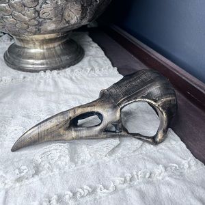 Black and bronze raven skull decor